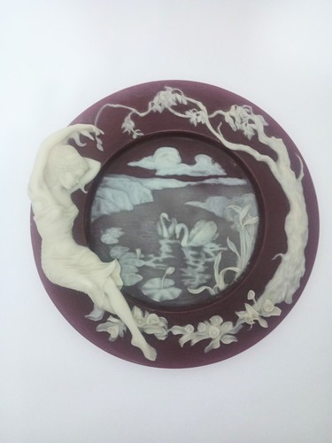 Vintage Incolay Teller Tiffany’s World Enchanted Moments Kamee Glas 13" Rosmarin - Bild 1 von 4