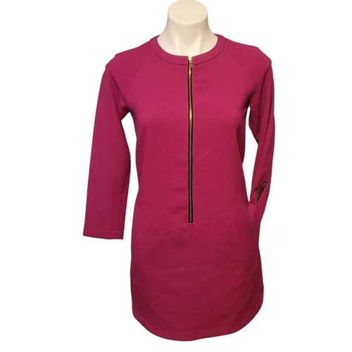 VETEMENTS Abito a tubino RACHEL ROY manica 3 4 taglia small mini rosa fucsia con tasche