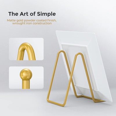 TR-LIFE 4 Pack 8 Inch Gold Plate Stands – Large Display Easels For Plates, Platters, Photos & Books - View #7