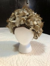 Vintage Brown White Flower Petal Curler Hair Cover Hat