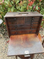 Vintage Engineers Tool Chest 8 Drawer Wooden Machinist Tool Cabinet