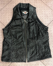 HARLEY-DAVIDSON Perforated Black Sleeveless Zip-up Leather Vest Women's Size M