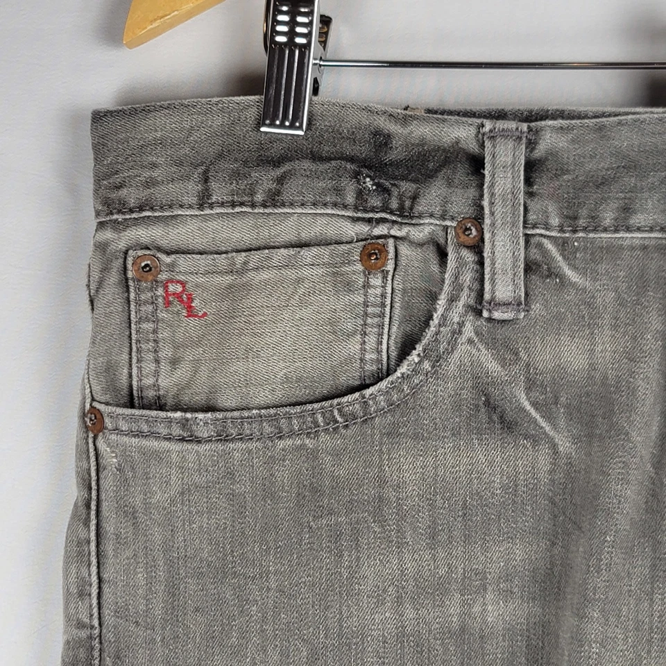 Pantalones de mezclilla rectos ajustados Polo Ralph Lauren Varick gris 36x32 (27) gris Rutland elástico Foto 3 de 4