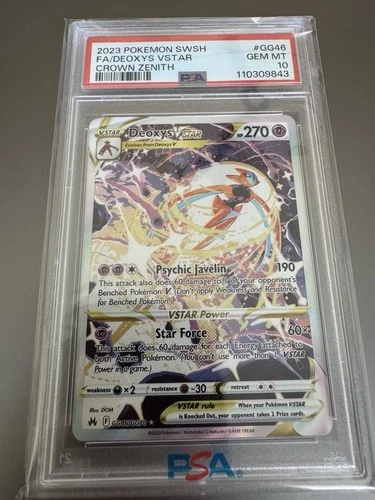 PSA 10 Deoxys VSTAR GG46/GG70 SWSH: Crown Zenith: Galarian Gallery GEM MINT