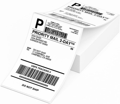 Weiße Faltetiketten, 100 Stück 4x6 Zoll, Hohe Klebkraft, Für Thermische Drucker