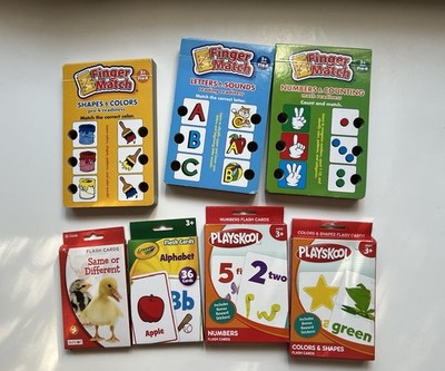 Set Of 7 Educational Flash Cards Alphabet, Numbers Counting, Shapes, Colors 3+