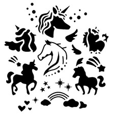 Really Great Stencils, Unicorns  Rainbows Stencil, 6x6", Fantasy, Animals, Fun