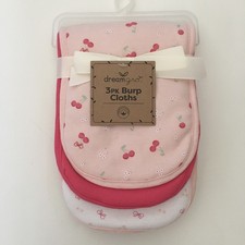 NEW Baby Burp Cloths Soft Absorbent 3 pack Cherry Print and More DreamGro