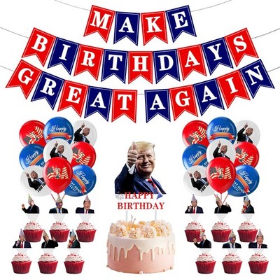 Make Birthdays Great Again Red Blue Party Decorations Kit with Balloons Banne