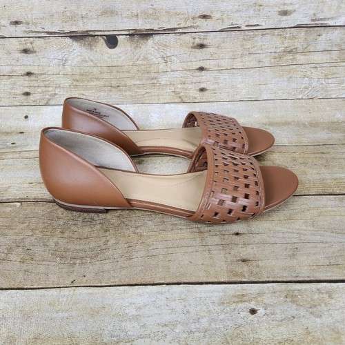 Talbots Brown Leather Sandals Womens 7M Open Toe Flats Casual Shoes