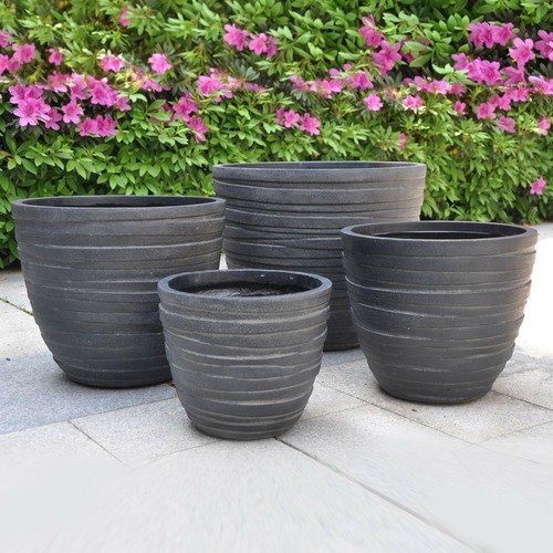 Runde Gartenpflanzgefäße IDEALIST Betonreihe Ei Outdoor Töpfe mit Ablaufloch - Bild 9 von 24