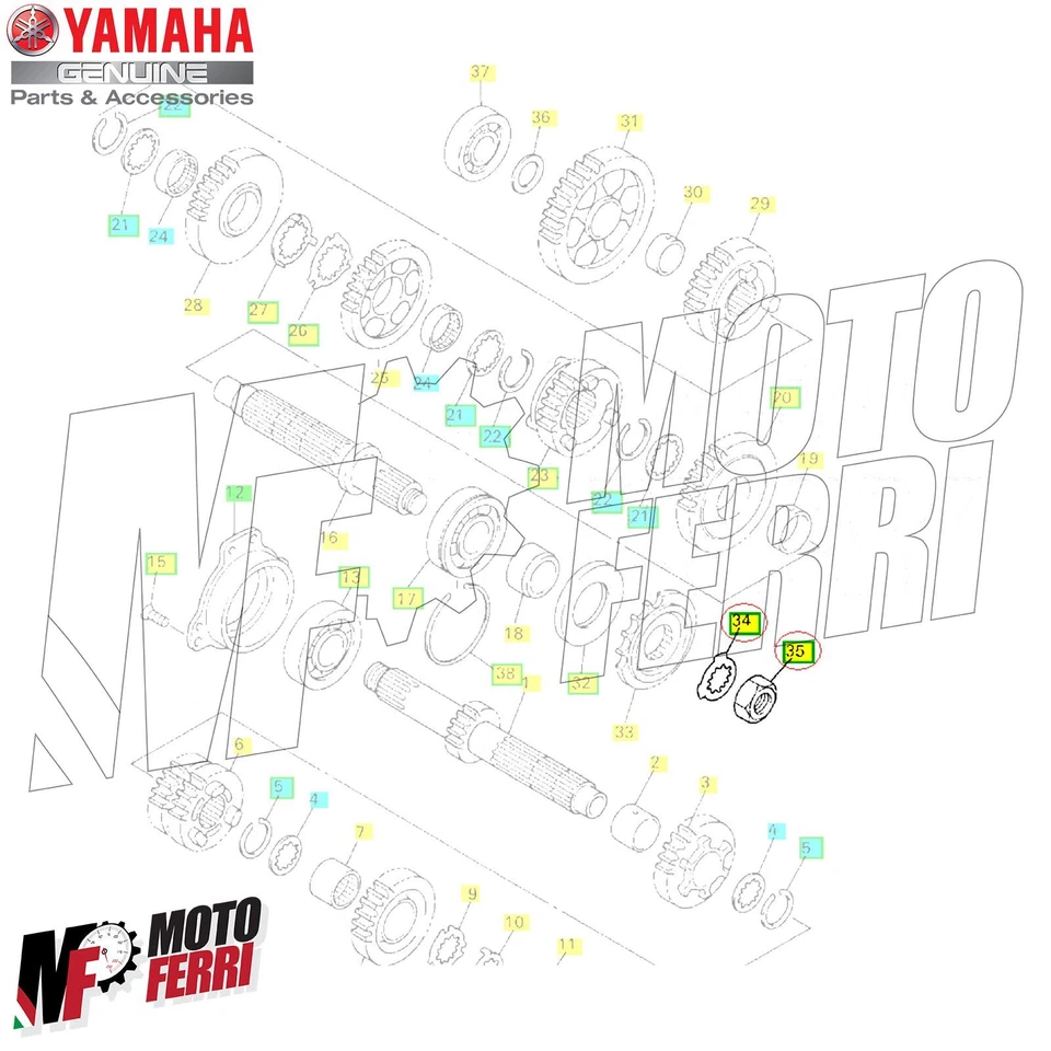 MF5305 Dado + Rondella di Sicureza Pignone Originale Yamaha YZF R6 mod 1999/2002 - Immagine 4 di 4