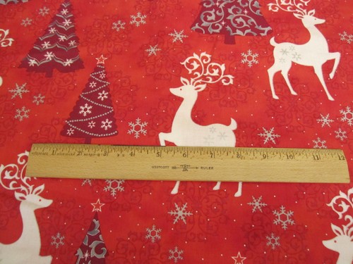 Quilting Treasures Cotton Fabric For Studio 8 Reindeer Tree On Red BTY x 44 - Picture 5 of 5