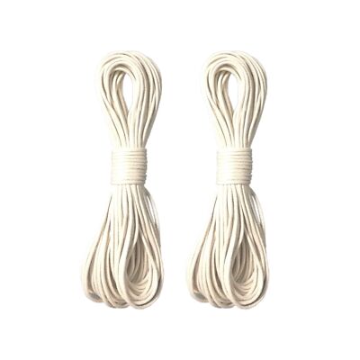 2PCS 2mm Waxed Cotton Cord 45FT Per Pack White Strong & Durable for DIY