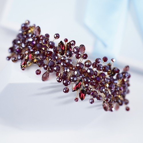 Wine Crystal Headband Tiara Party Rhinestone Bridal Hairpiece Hair Accessories - Picture 9 of 10