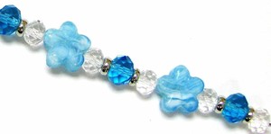Daisy-Flower-Glass-Bead-Blue-Lampwork-12x18mm-4-pcs-DIY-Jewelry-Craft