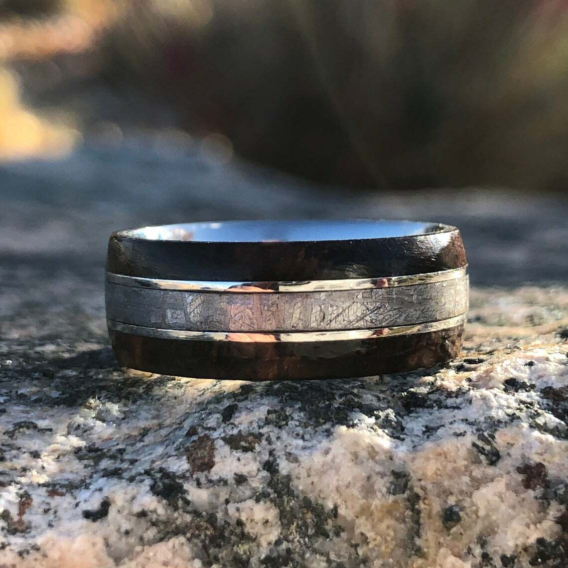 Gibeon Meteorite Ring, Custom Made Meteorite Wedding Bands USA