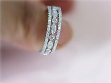 2Ct Round Cut Lab Created Diamond Engagement Band Ring Set 14K White Gold Finish