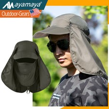 Unisex Foldable Fishing Hat Anti-UV Summer Baseball Cap with Removable Neck Flap