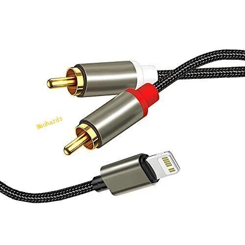 2 RCA to lightning Aux Stereo Y Splitter Cable for iPhone Hi-Fi