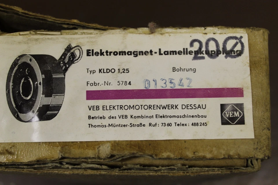 VEM Elektromagnet-Lamellenkupplung KLDO1,25 KLDO 1,25 DM Ø20 TGL 9922/03 - Bild 2 von 4
