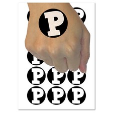 Letter P Uppercase Fun Bold Font Temporary Tattoo Water Resistant Body Art Set