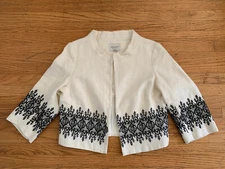 New Forth Towne Allegory Women sz 10 Embroidered Linen jacket Made in Inia