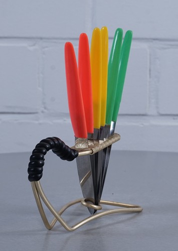 Juego de 6 cuchillos de fruta Fruit Knive en soporte inoxidable era rockabilly vintage (1) - Imagen 6 de 13