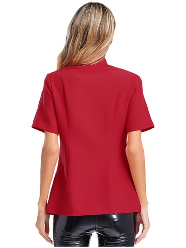 Women Jacket Contrast Color Coat Baking Tops Bakery Short Sleeve Soft Chef Cafe - Picture 47 of 95