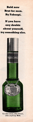 Brut for Men by Faberge Quarter page 1969 Vintage Color Cologne Print Ad