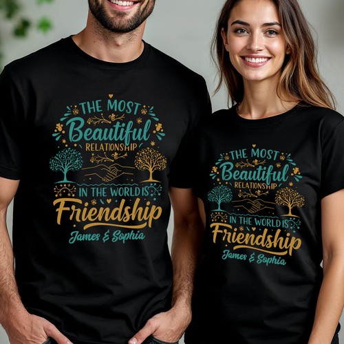 T-Shirt Personalizzata Uomo Donna Bella Relazione Best Friends Day #BFD - Foto 9 di 29