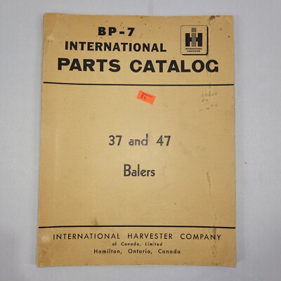 International Harvester BP-7 Balers 37 & 47 Parts Catalog Softcover Book
