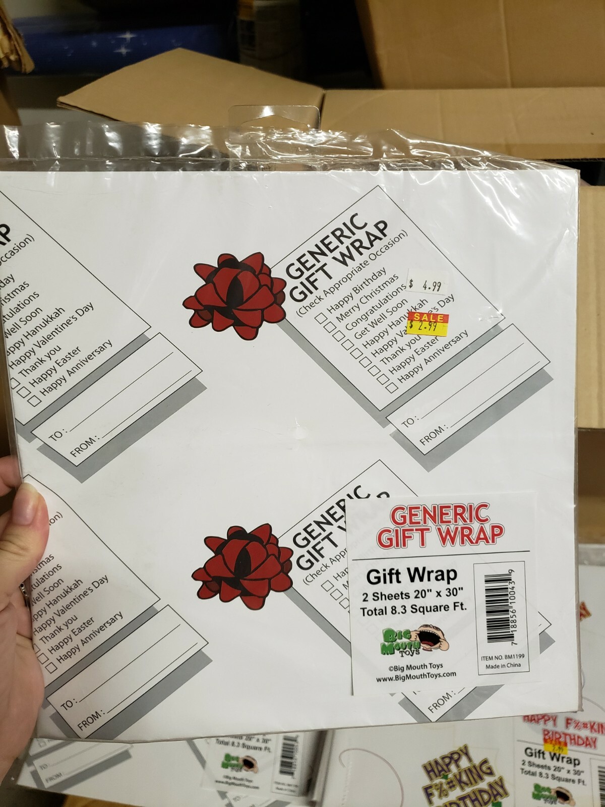 3 packages of gift wrapping paper gag novelty funny Gross, all