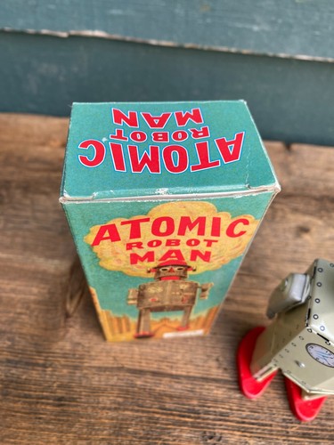 Schylling 1997 Collector Series Olive/Red Wind-Up Atomic Robot Man Original Box - Picture 5 of 18