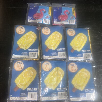Lot of 6 - Inflatable Pool Float Popsicle With Lemons 42 x44 Inches Yellow