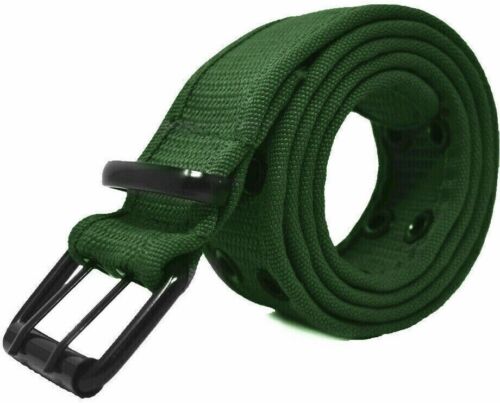 Green Canvas Belt Double Grommet Heavy Duty Men Women's 100% Cotton Size (Med)