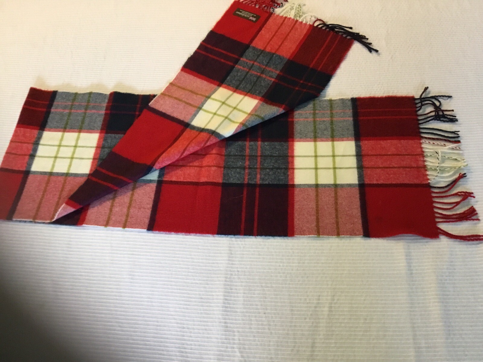 Cashmere Red Plaid Long Rectangular Scarf from Scotland  -image