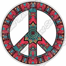 Peace Sign Hippie Love Colorful Red Car Bumper Window Vinyl Sticker Decal 4.6"