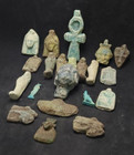 Lot of 21 Ancient Egyptian Amulets Faience & Stone Antiquities Talisman Set Bc