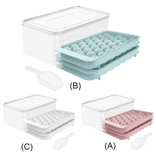 Round Ice Cube Tray Set with Lid and Bin Ice Ball Maker Mold for Chilled Drinks - Picture 8 of 21