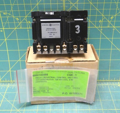 GE CR120AD06041AA Control Relay, 300V Max, 10A Cont,, 125VDC Coil, 6 NO Contacts