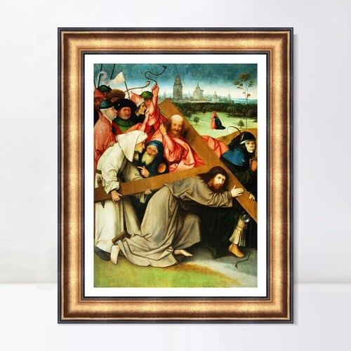 Arte en lienzo enmarcado impresión de giclee llevando la cruz por Hieronymus Bosch arte de pared - Imagen 7 de 16