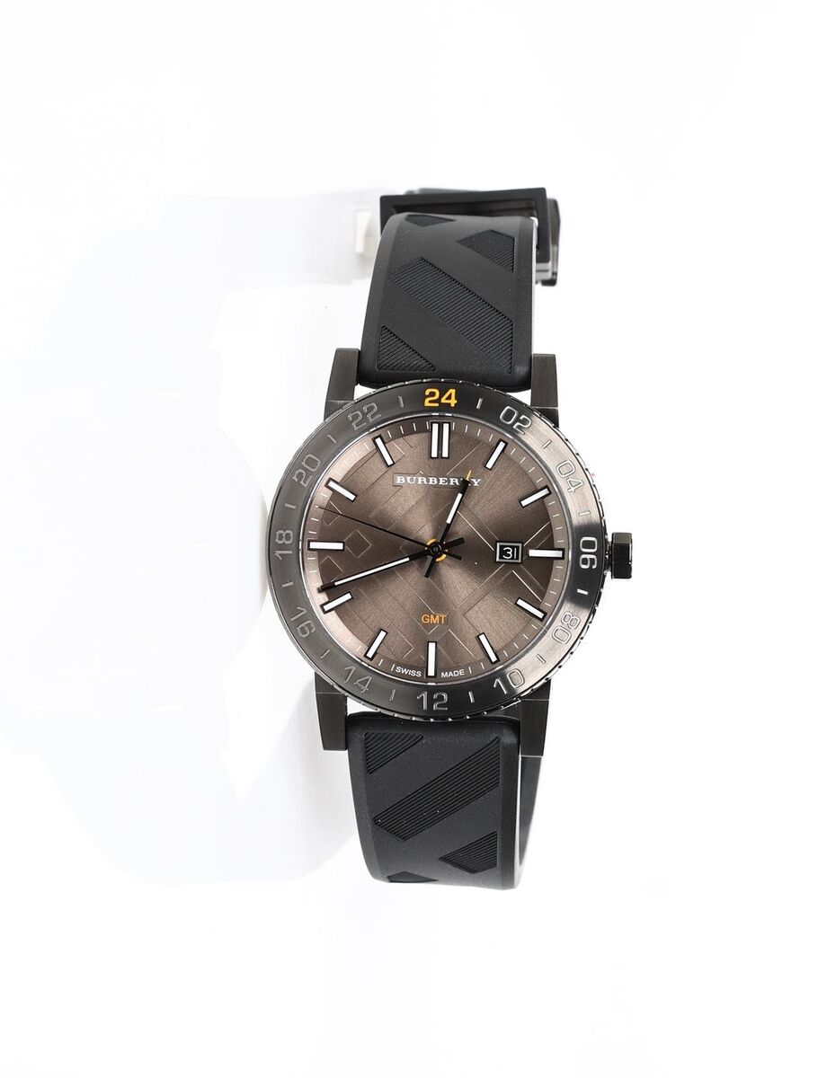 Burberry 289488 The City Gmt Check Black Silicone Strap Burberry 289488 The City Gmt Check Black Silicone Strap