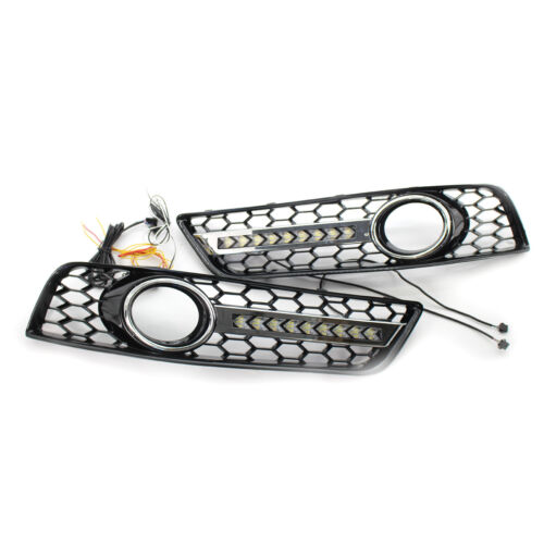 New Mesh Grille Flowing LED Fog Light DRLTurn Signal For Audi A3 8P 09-13 - Picture 2 of 10