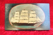 Schönes, altes  Bild ,  Gemälde auf Holzplatte  , Segelschiff