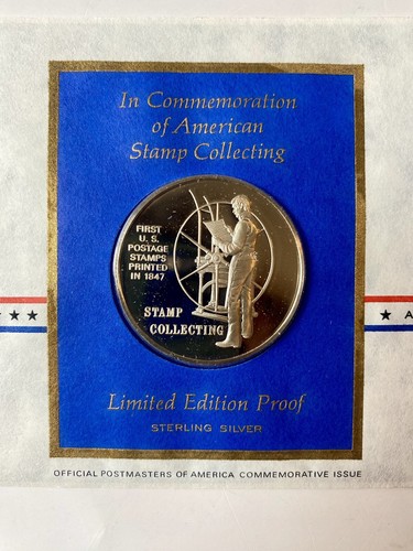 Postmasters Of America Stamp Collecting First Day Cover, .80oz 925 Silver Proof