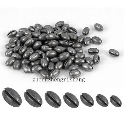 50/100Pcs Oval Shape Lead Fishing Weights Split Shots Sinkers Fish Tackle 0.5-2g