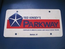 Vintage Ted Kinsey's PARKWAY Plastic License Plate