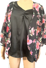 UNBRANDED XL Sheer Coverup Kimono Floral Wrap Ruana-Top Not Included-No Closure