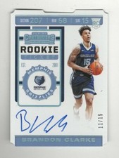 BRANDON CLARKE RC 2019-20 PANINI CONTENDERS ROOKIE TICKET AUTO  #/15 11/15